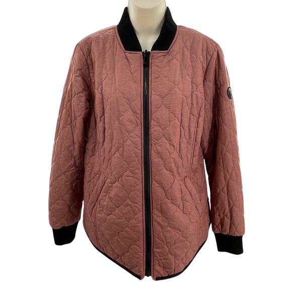 Bernardo Pink Quilted Reversible Floral Lined Zip Front Casual Bomber Jacket L - Picture 4 of 13